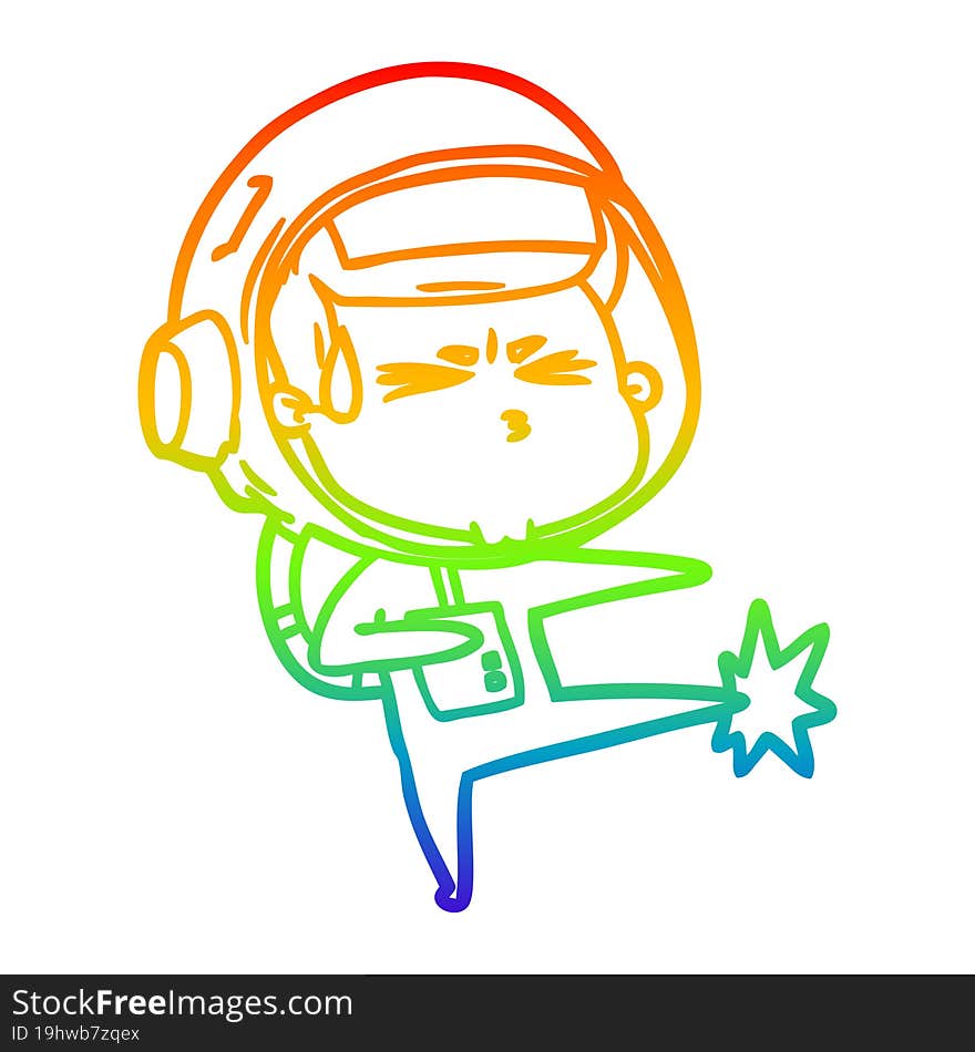 rainbow gradient line drawing cartoon stressed astronaut