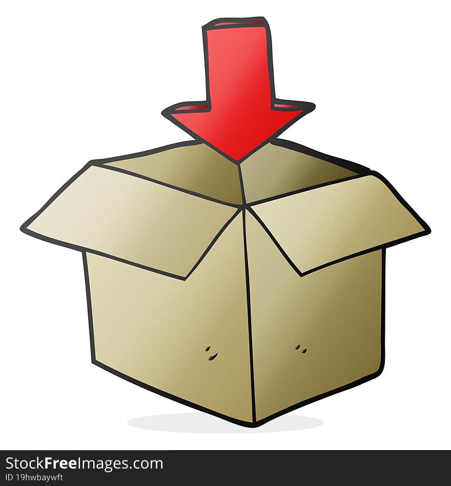 cartoon box with arrow download storage symbol