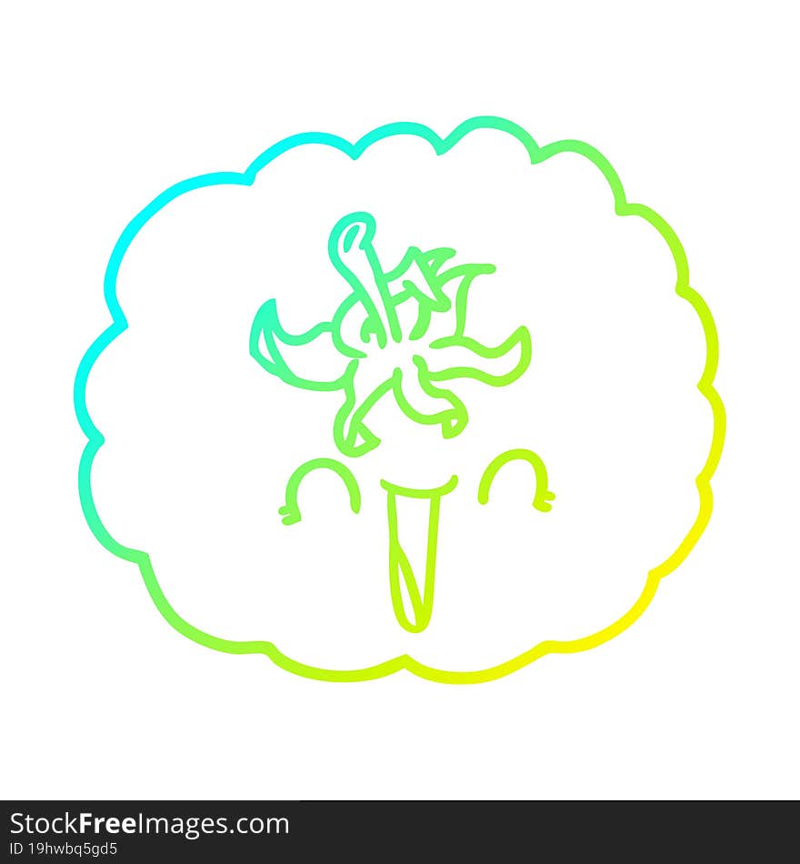 cold gradient line drawing cartoon happy tomato