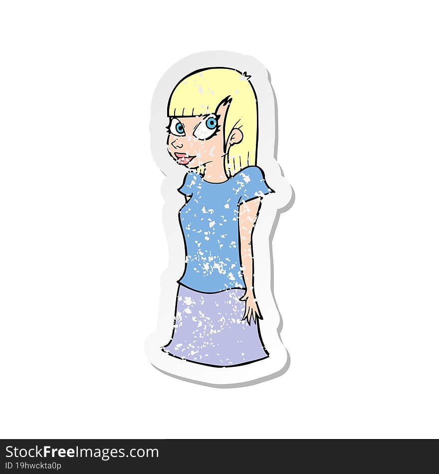 retro distressed sticker of a cartoon girl