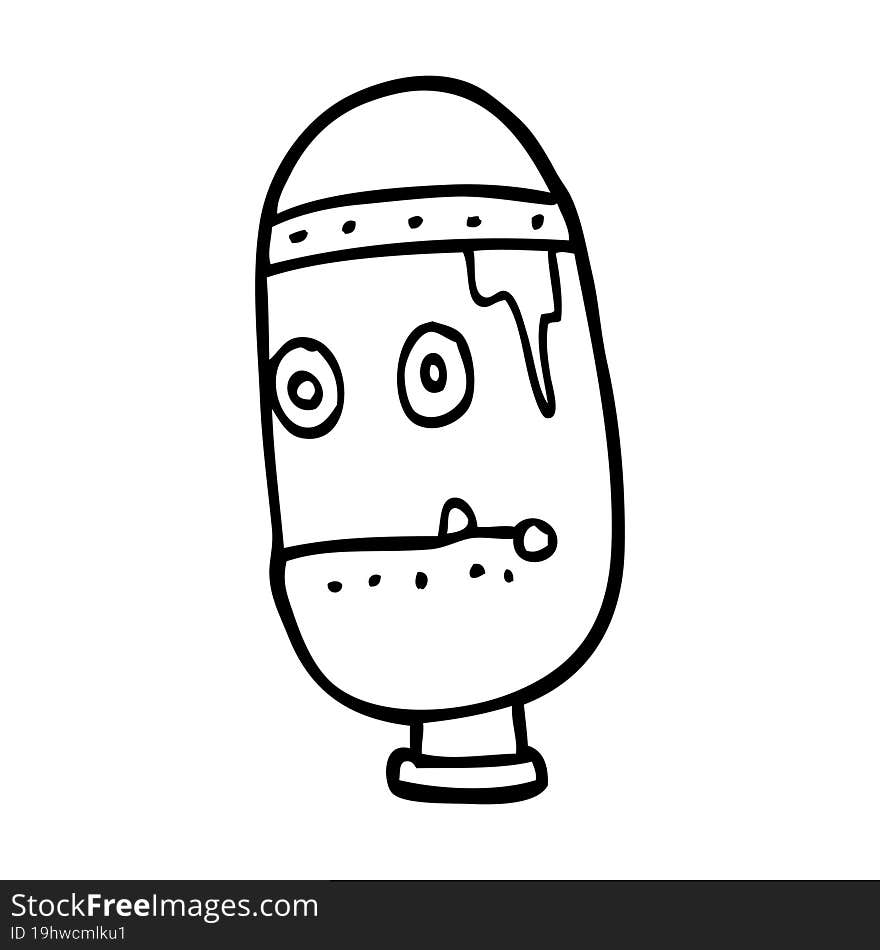 line drawing cartoon retro robot head