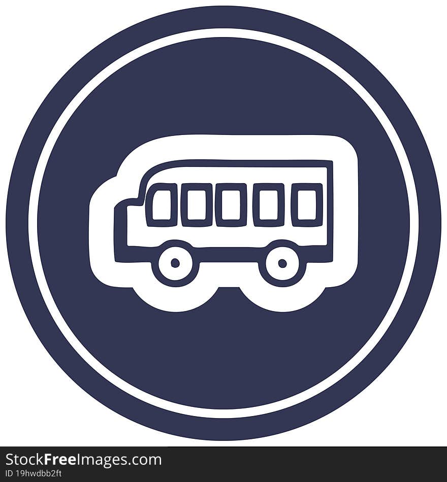 school bus circular icon