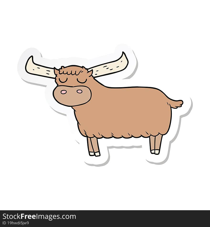 sticker of a cartoon bull