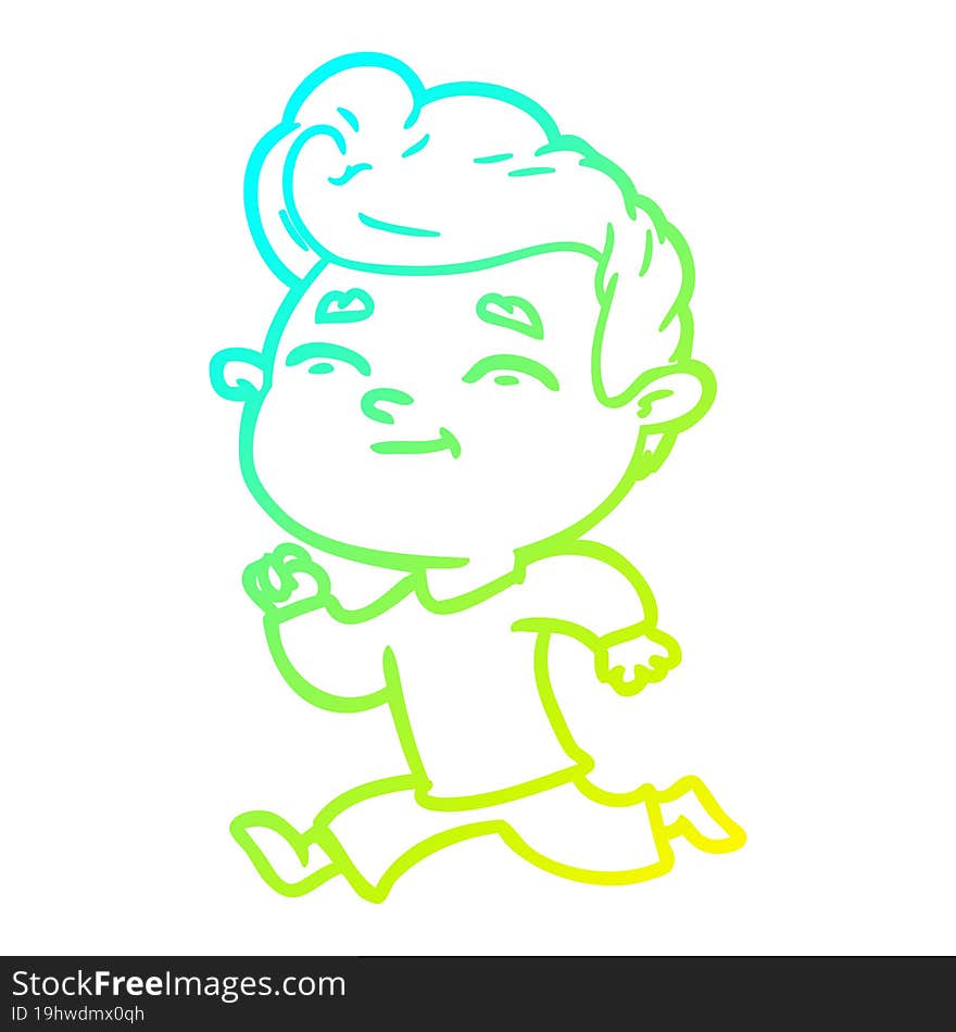 Cold Gradient Line Drawing Running Cartoon Man