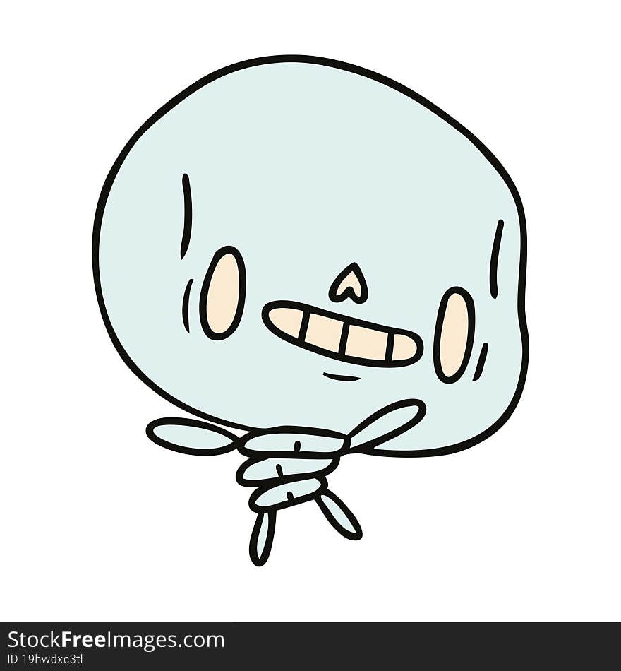 cartoon illustration kawaii cute dead skeleton. cartoon illustration kawaii cute dead skeleton