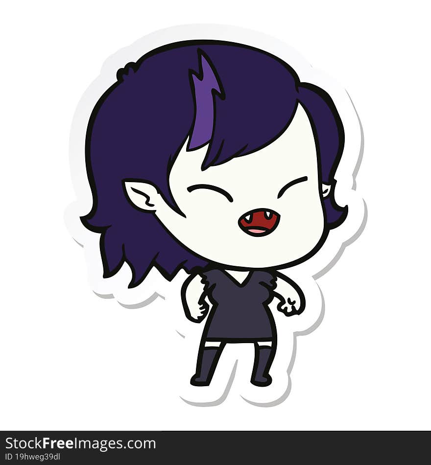 Sticker Of A Cartoon Laughing Vampire Girl