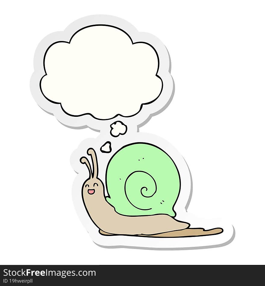 cartoon snail and thought bubble as a printed sticker