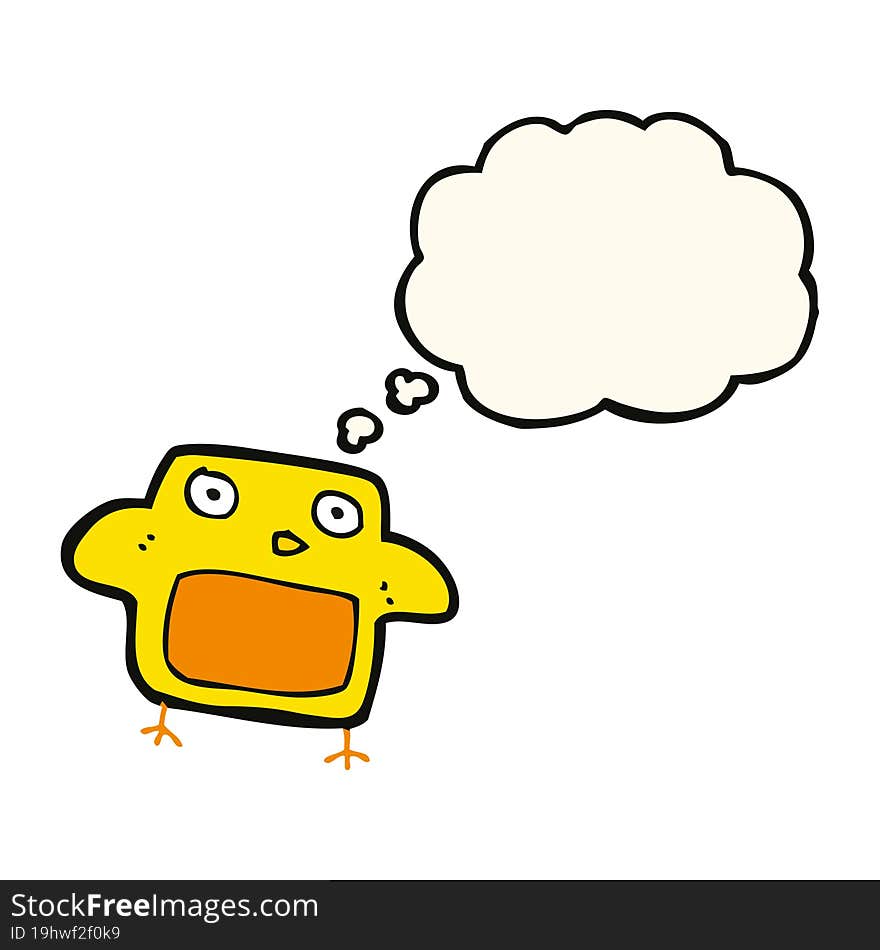 cartoon bird with thought bubble