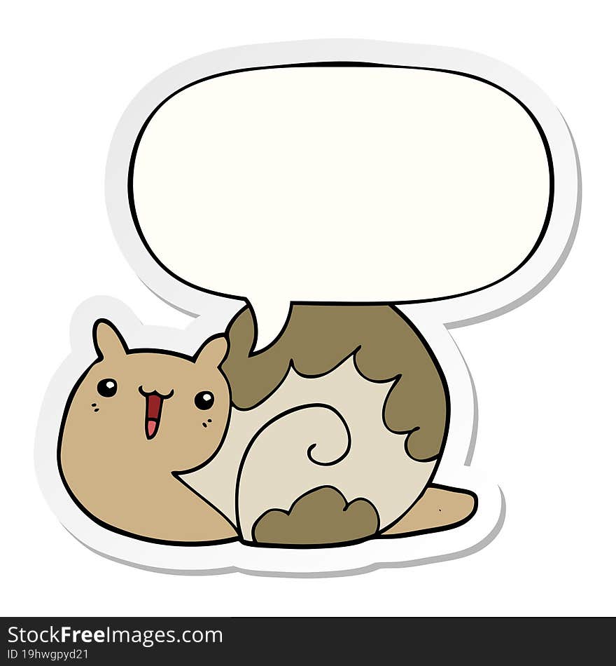 cute cartoon snail and speech bubble sticker