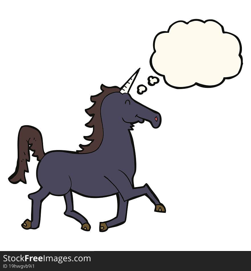 cartoon unicorn with thought bubble