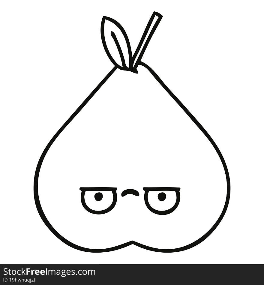 line drawing cartoon of a green pear