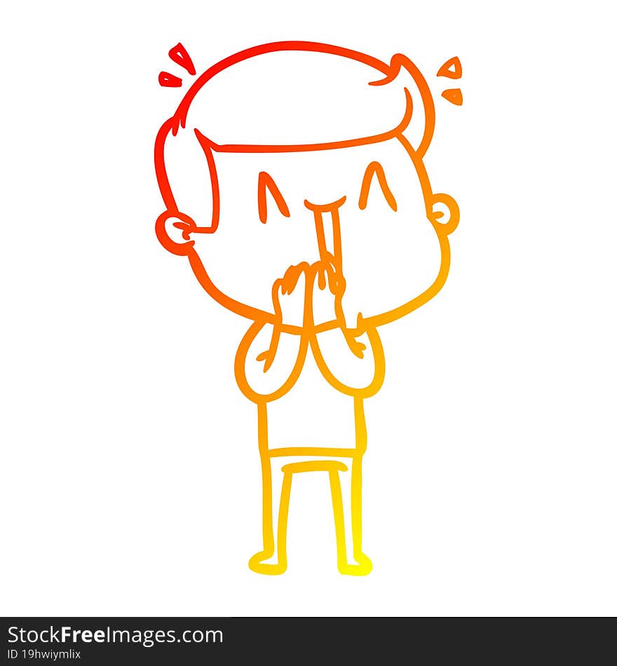 warm gradient line drawing cartoon excited man