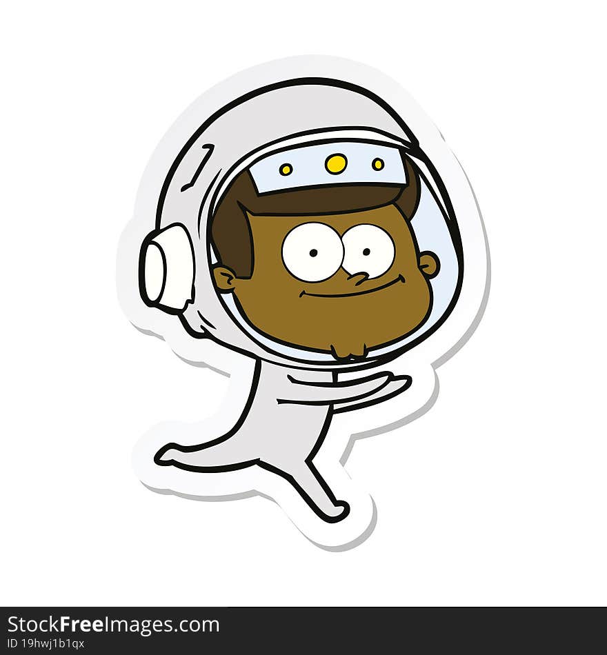 sticker of a happy astronaut cartoon