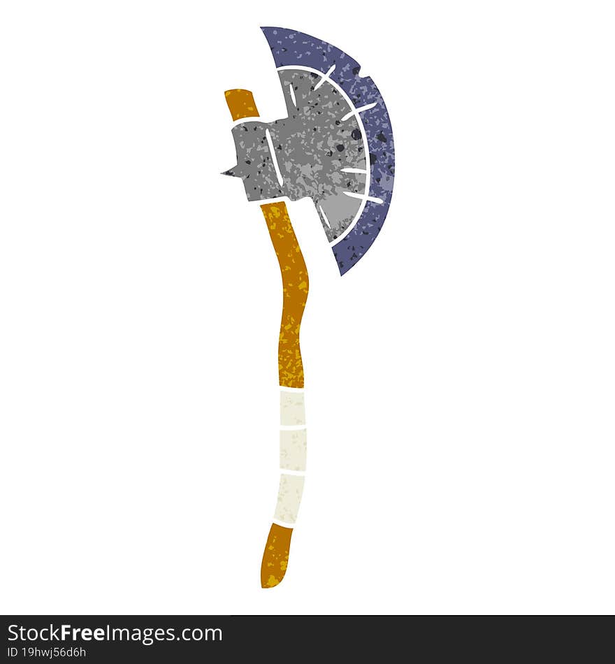 Retro Cartoon Doodle Of A Medieval Axe