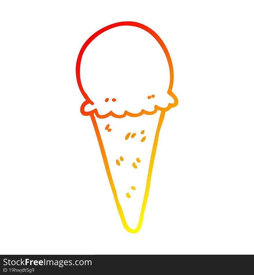 warm gradient line drawing cartoon ice cream