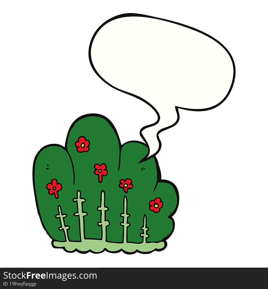 cartoon hedge and speech bubble