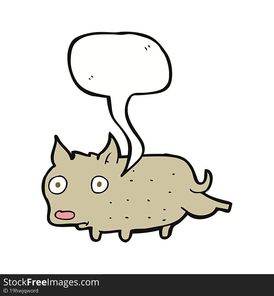 cartoon little dog cocking leg with speech bubble