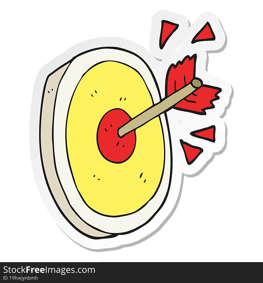 sticker of a cartoon arrow hitting target