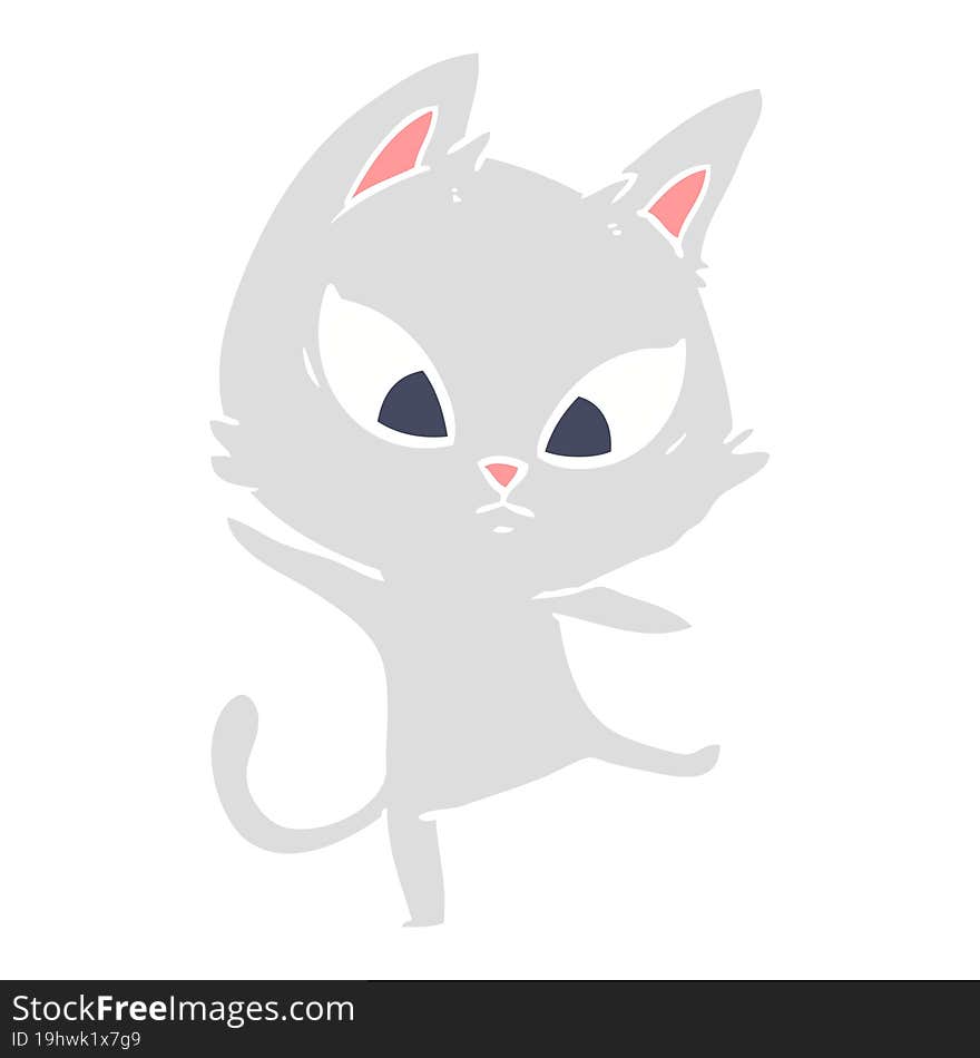 confused flat color style cartoon cat