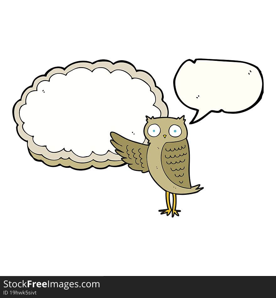 speech bubble cartoon owl pointing