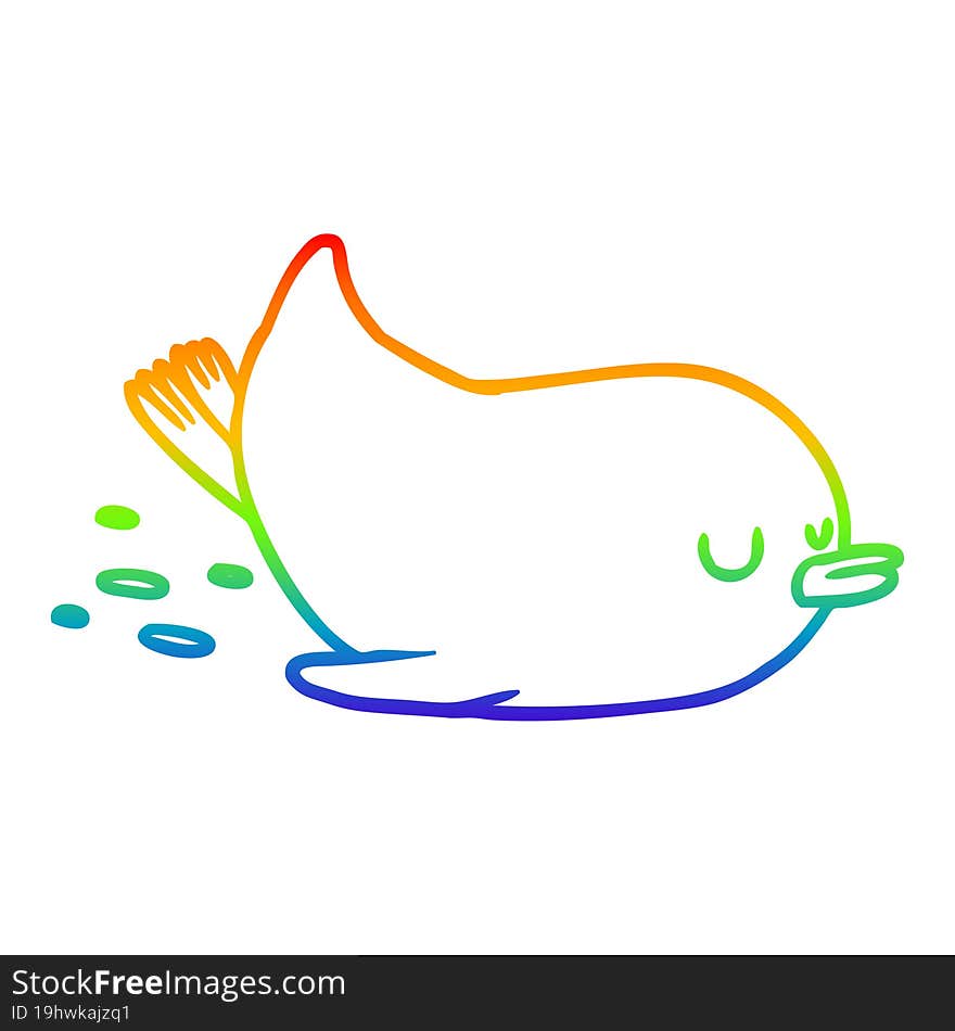 rainbow gradient line drawing cartoon sliding penguin