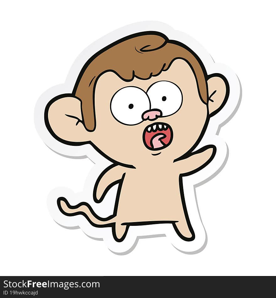 sticker of a cartoon shocked monkey