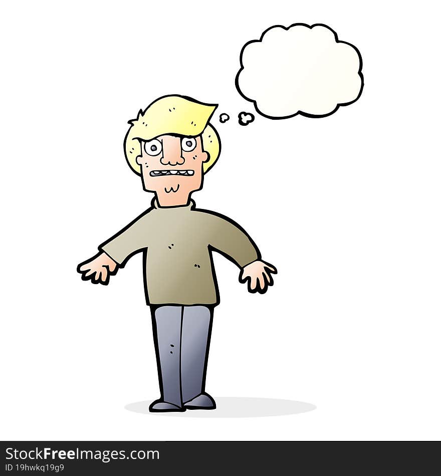 cartoon shocked man with thought bubble