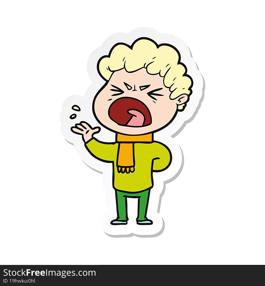 sticker of a cartoon furious man