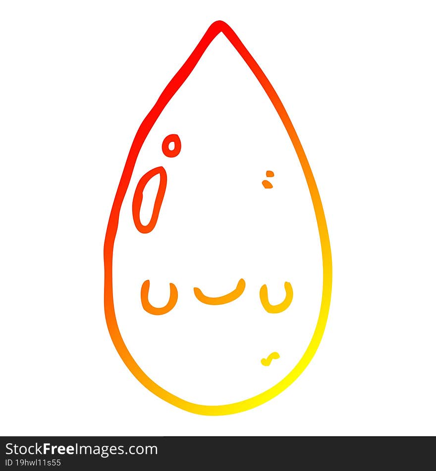 Warm Gradient Line Drawing Cartoon Cute Raindrop