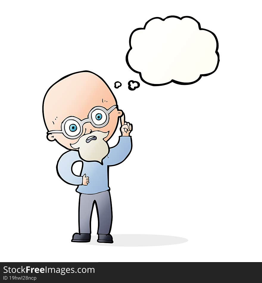 Cartoon Old Man  With Thought Bubble