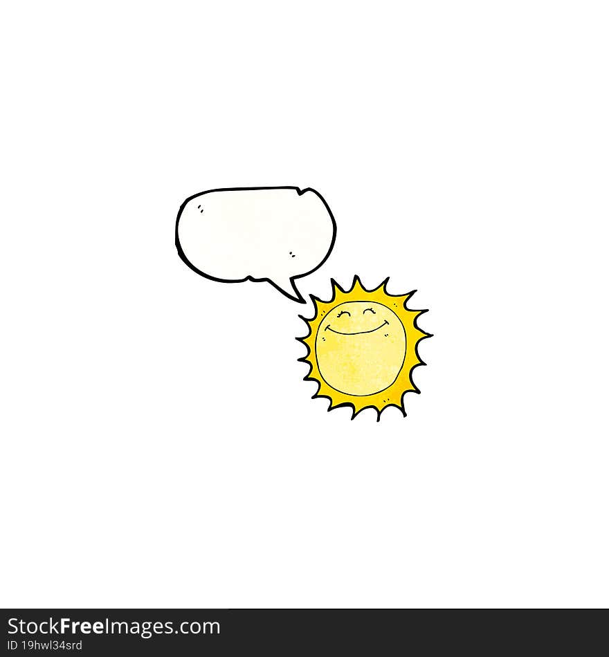 cartoon happy sun with speech bubble