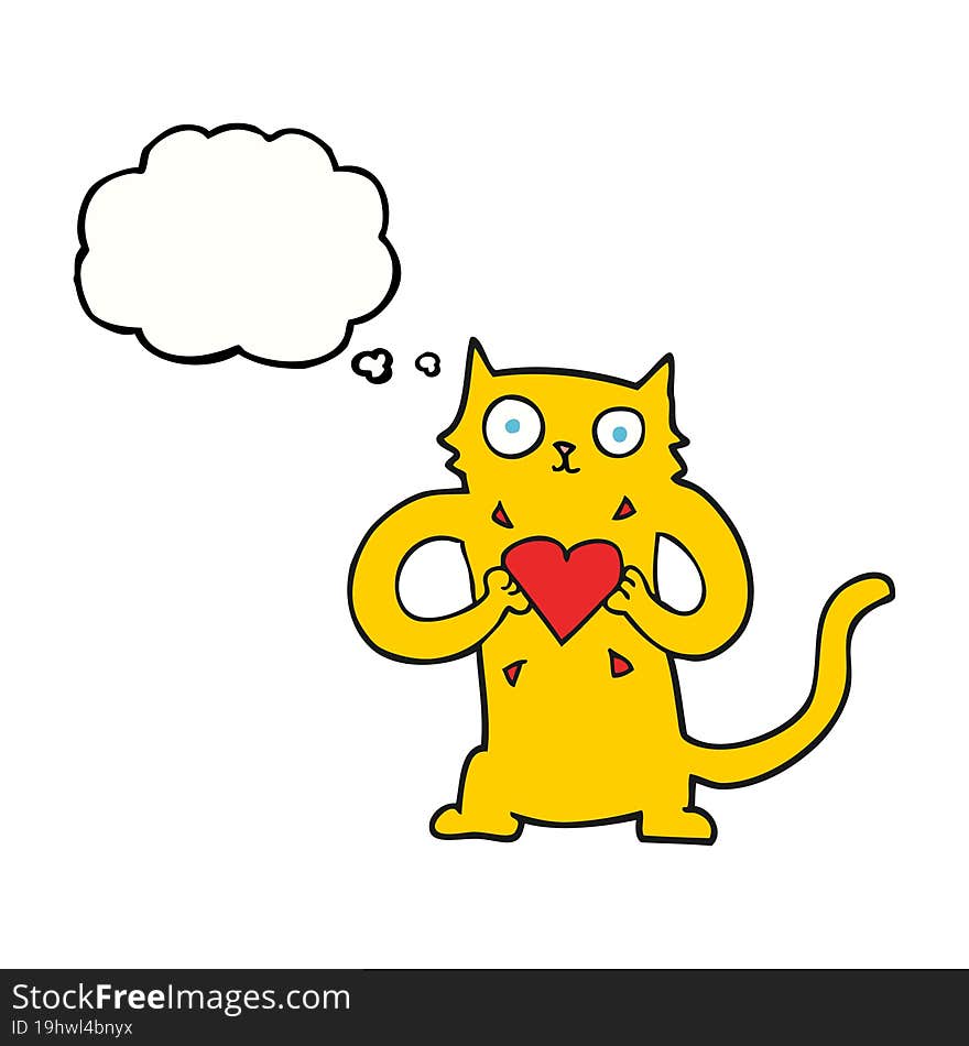 thought bubble cartoon cat with love heart