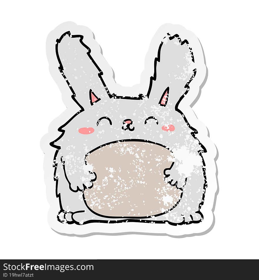 Distressed Sticker Of A Cartoon Furry Rabbit