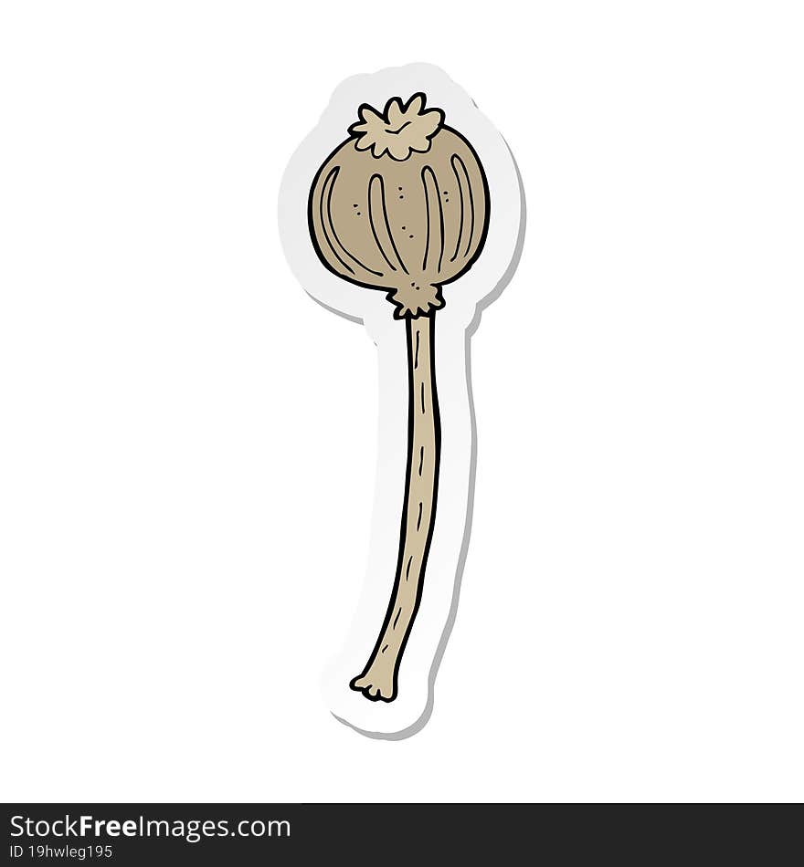 sticker of a cartoon dried poppy