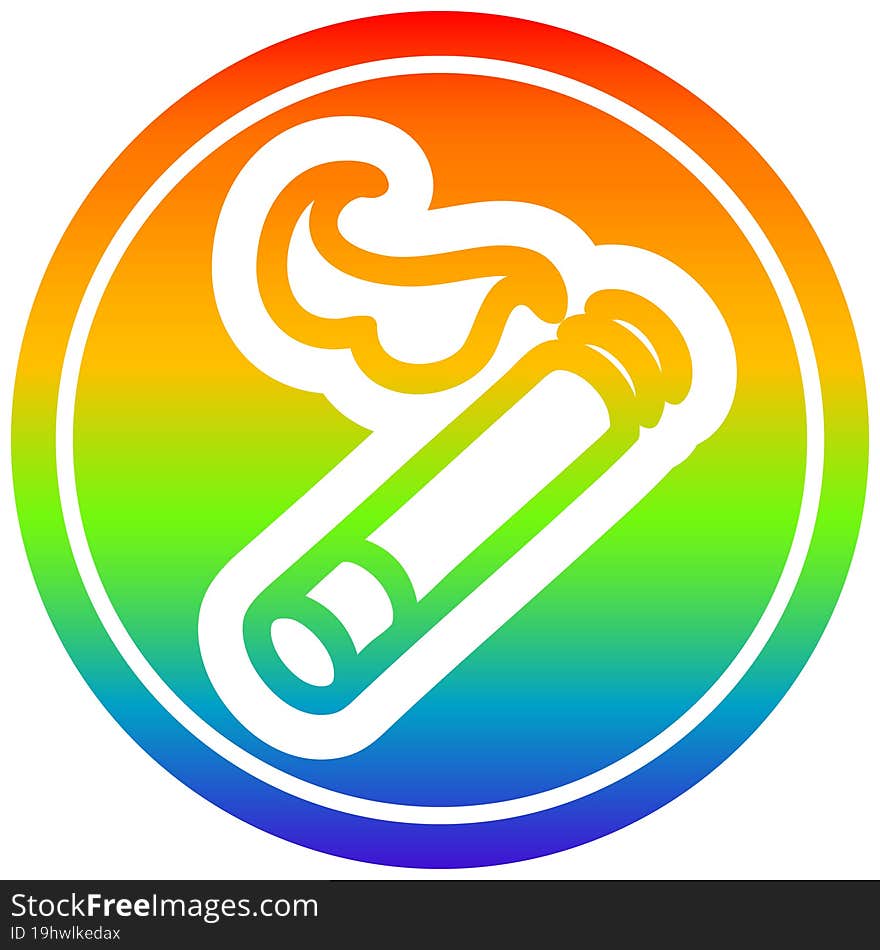 lit cigarette circular in rainbow spectrum