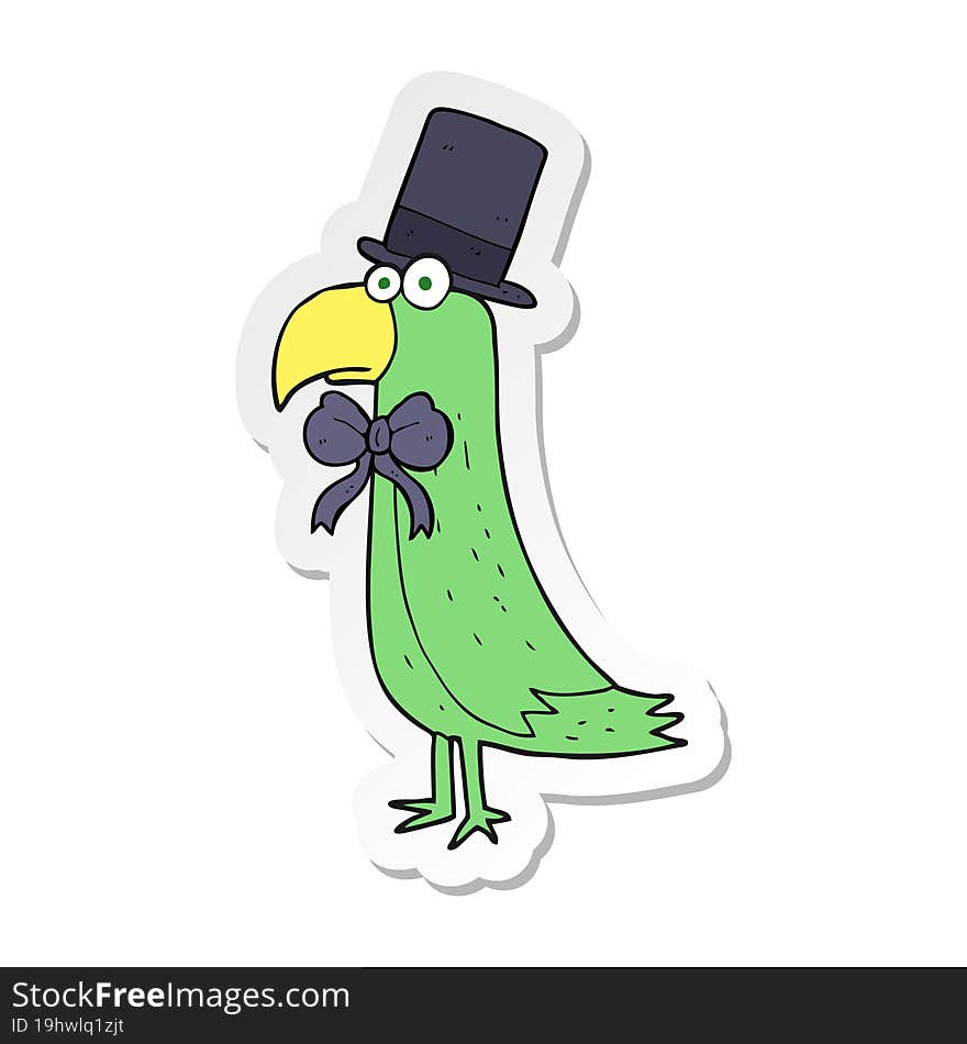 sticker of a cartoon posh parrot