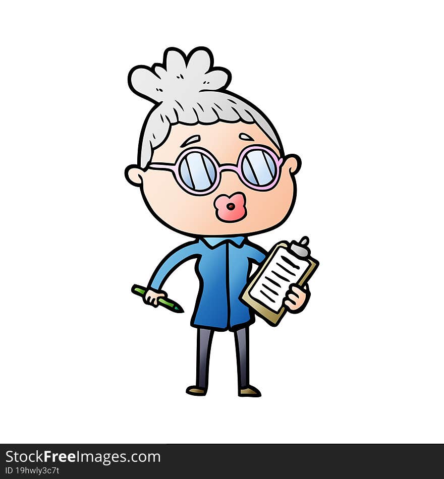 cartoon manager woman wearing spectacles. cartoon manager woman wearing spectacles