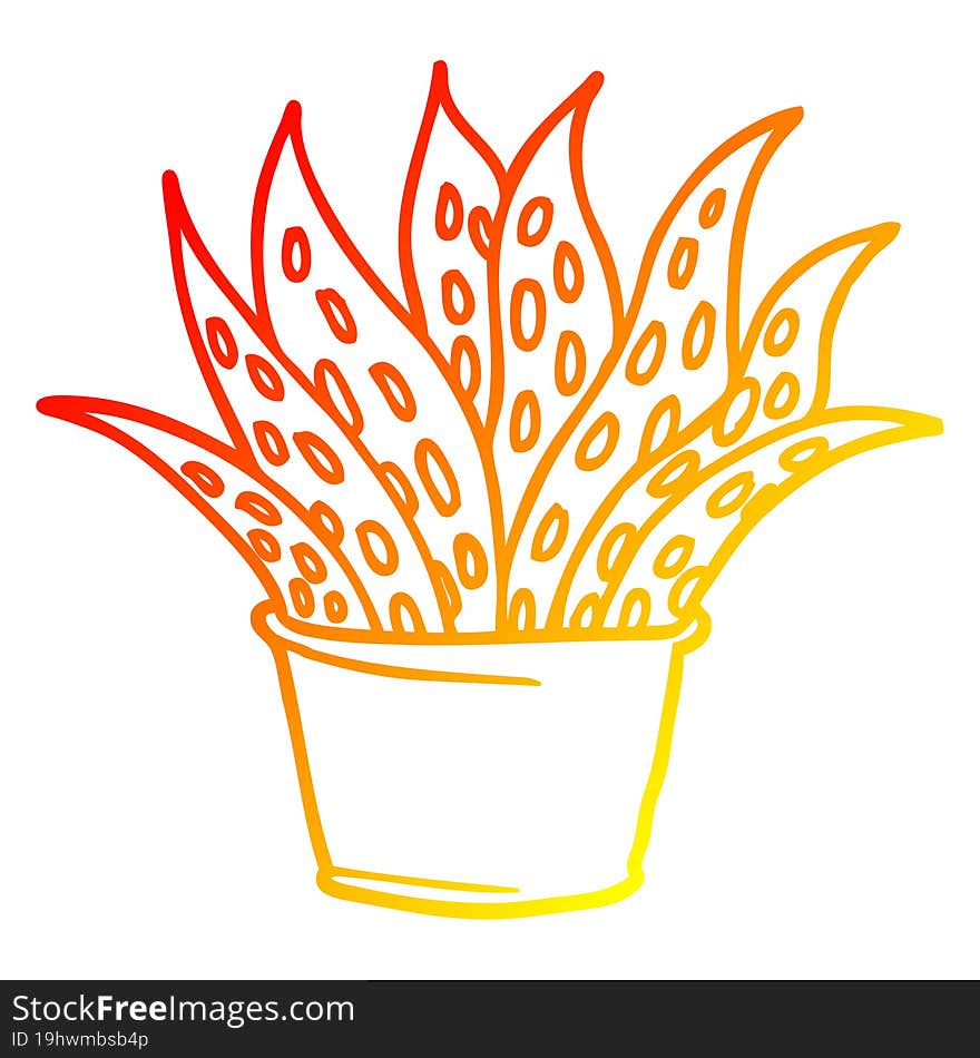 warm gradient line drawing cartoon house plant