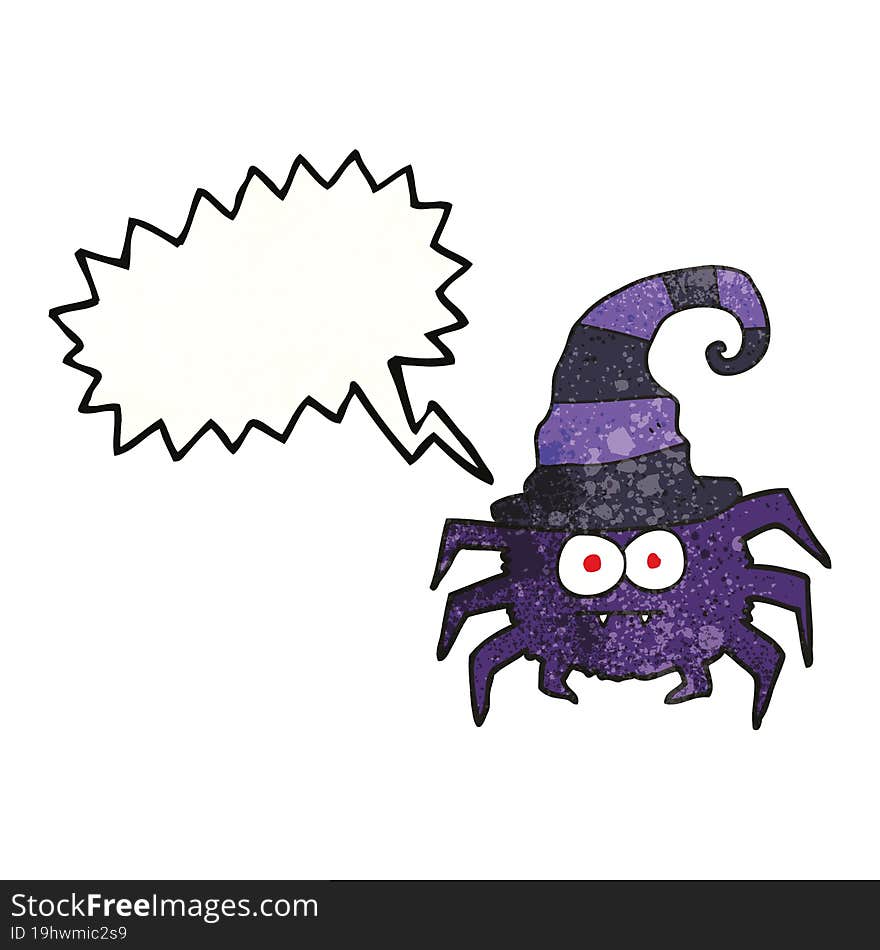 freehand speech bubble textured cartoon halloween spider