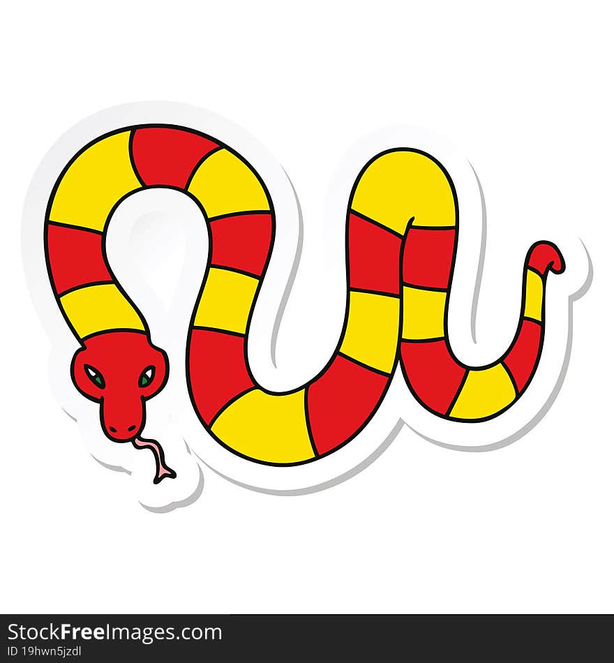 sticker of a quirky hand drawn cartoon snake