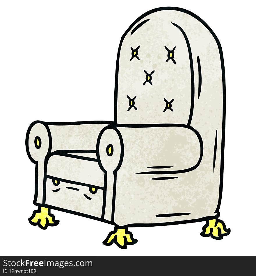 textured cartoon doodle of a blue arm chair