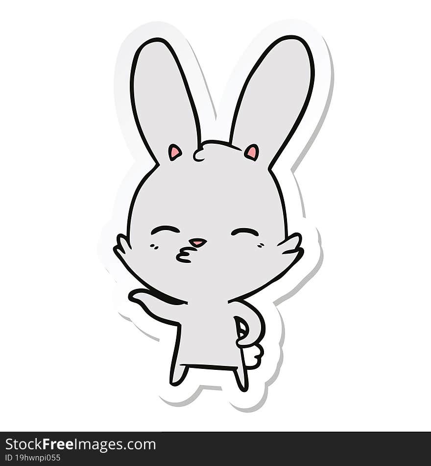 sticker of a curious bunny cartoon