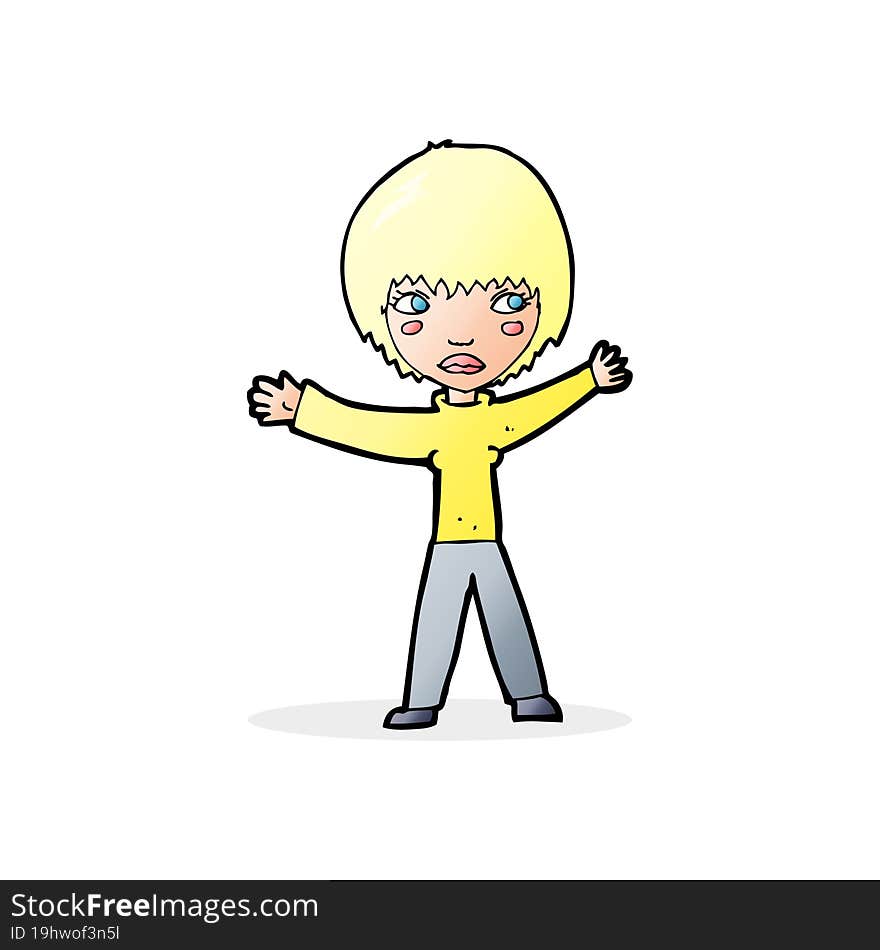 cartoon waving woman