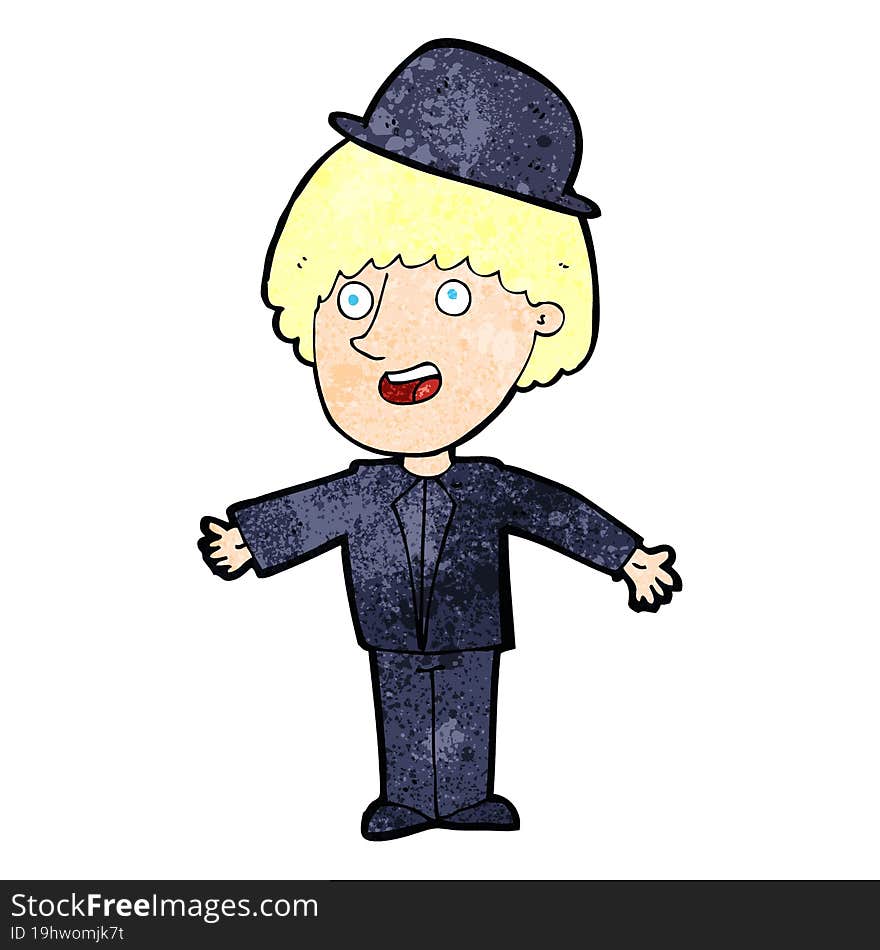 cartoon man in bowler hat