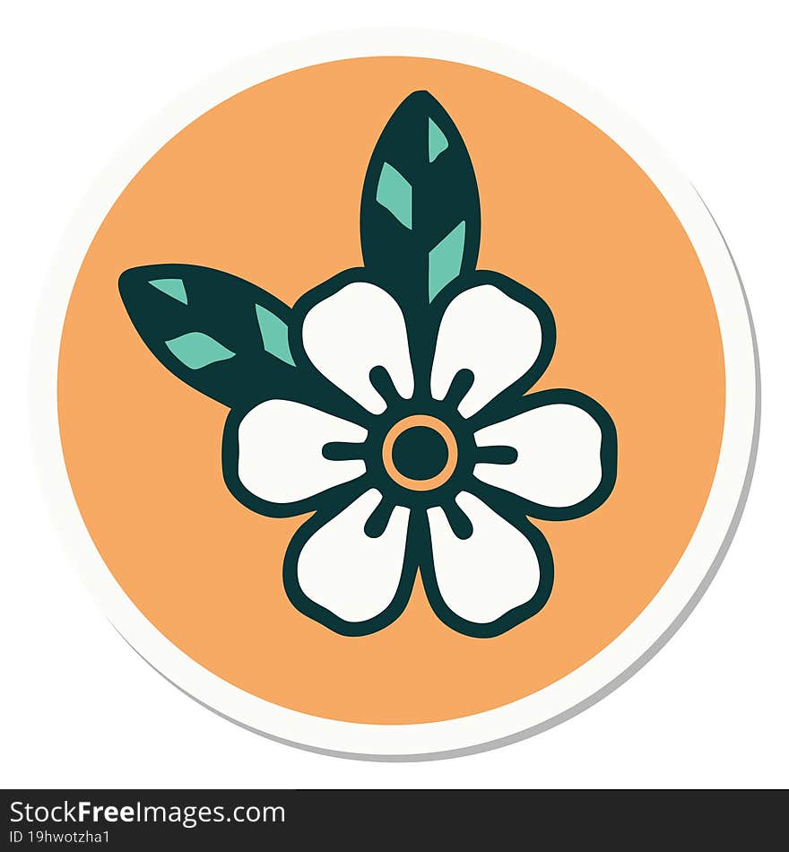 sticker of tattoo in traditional style of a flower. sticker of tattoo in traditional style of a flower