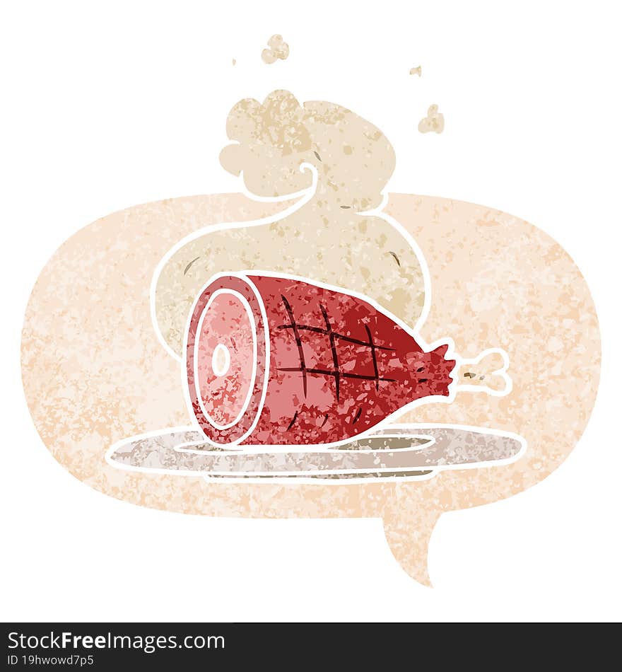 cartoon cooked meat with speech bubble
