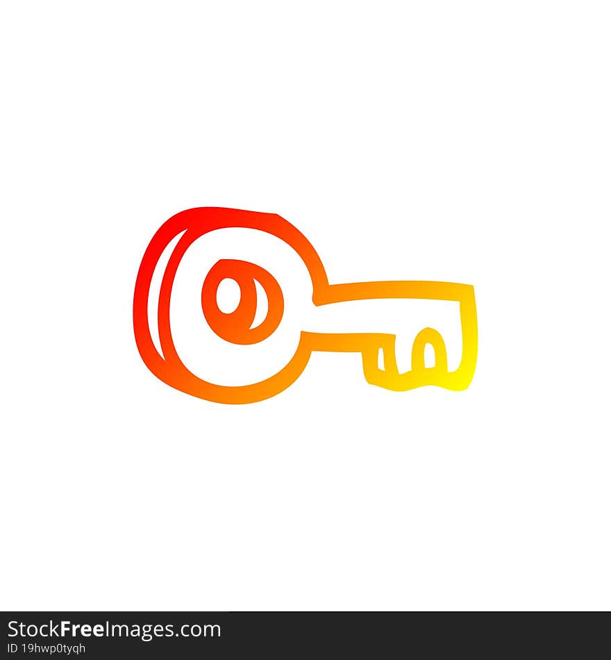 warm gradient line drawing cartoon gold key