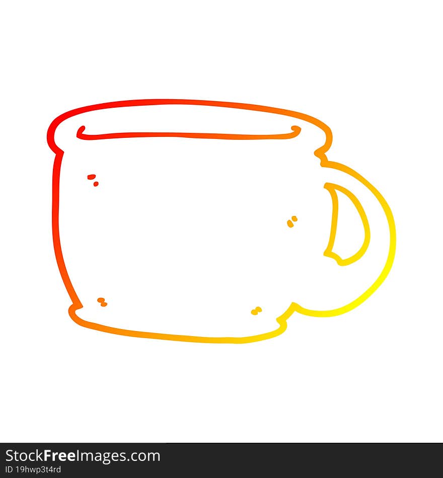 warm gradient line drawing cartoon coffee cup