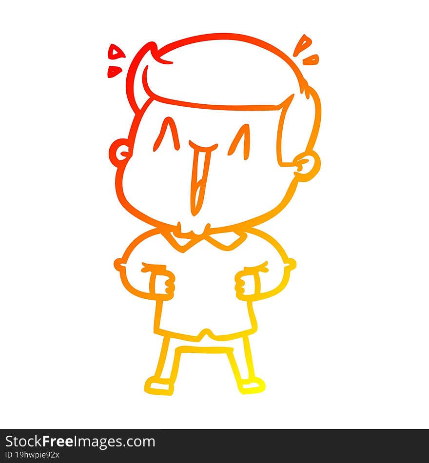 warm gradient line drawing cartoon excited man