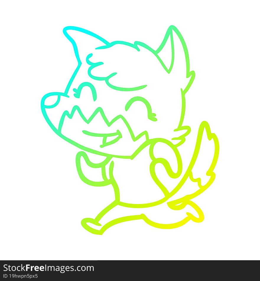 cold gradient line drawing happy cartoon fox